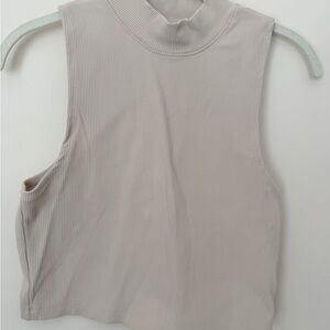 Abercrombie Sleeveless Ribbed Mock Neck Top - Cream
